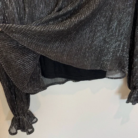 Evereve Black Sheer Blouse with Subtle Shimmer - Picture 5 of 8